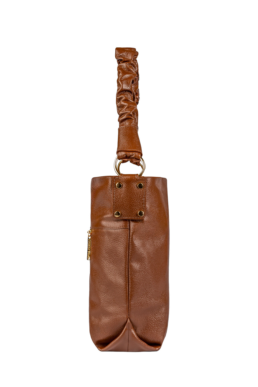 Bolsa de ombro em couro liso alça franzida Brenda