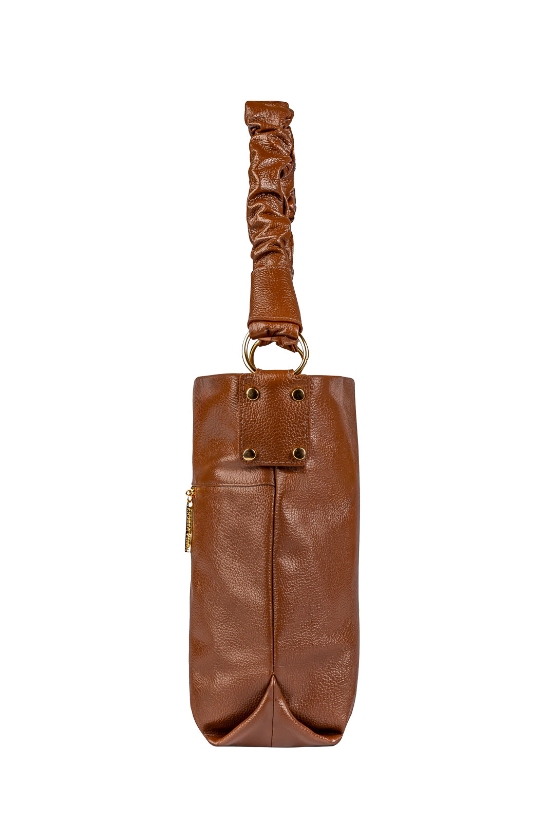 Bolsa de ombro em couro liso alça franzida Brenda