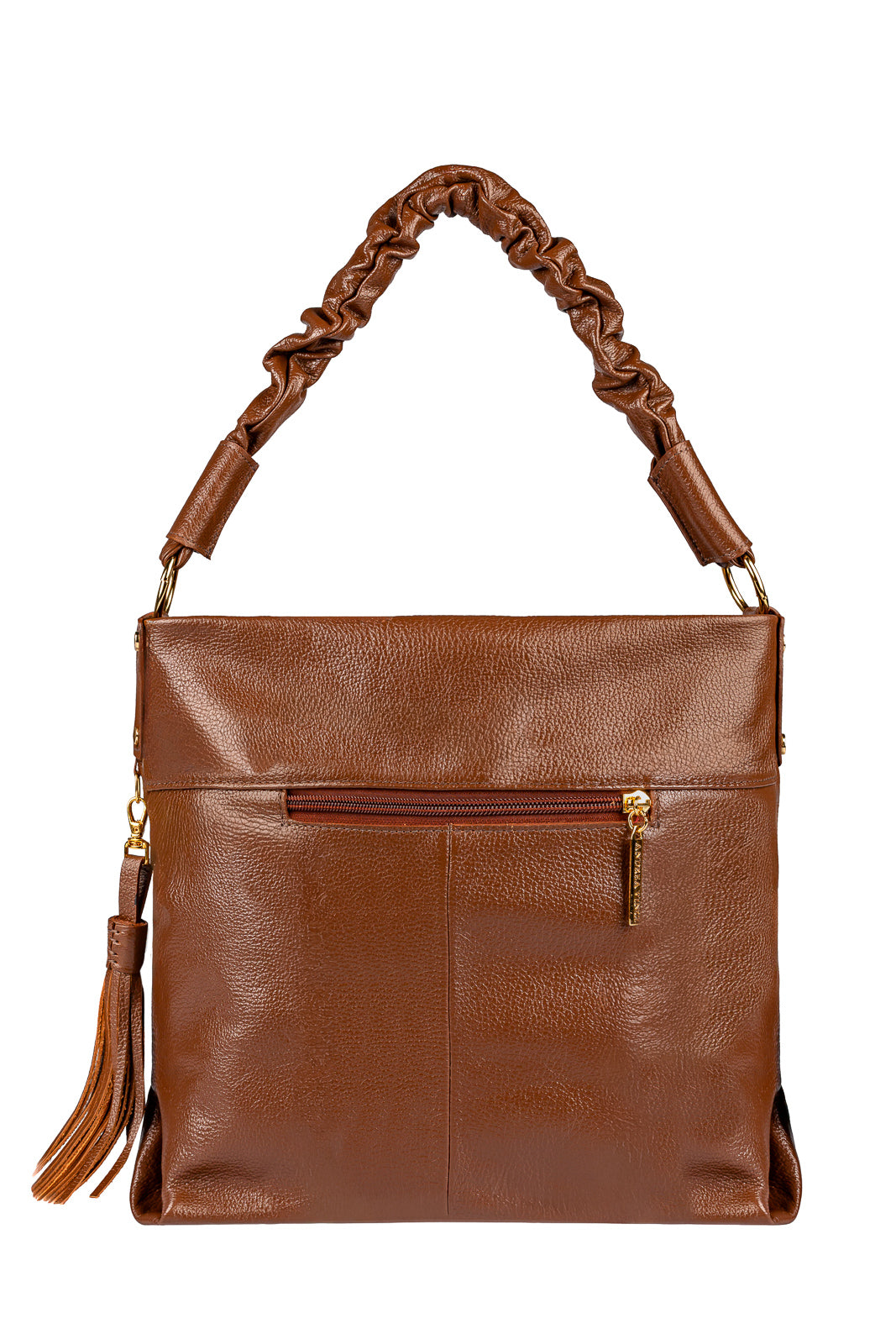 Bolsa de ombro em couro liso alça franzida Brenda