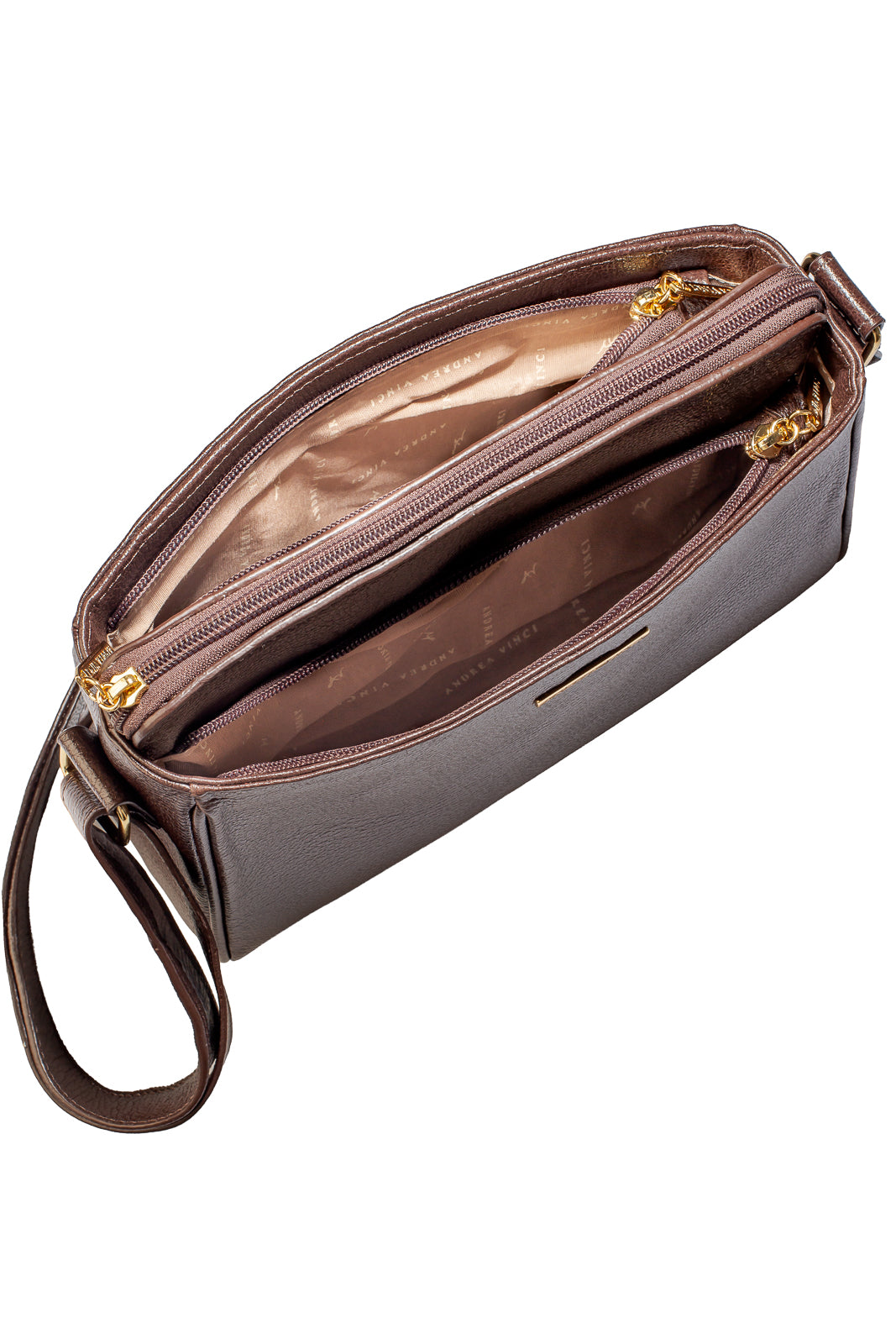 Bolsa transversal de couro liso com divisórias Marta
