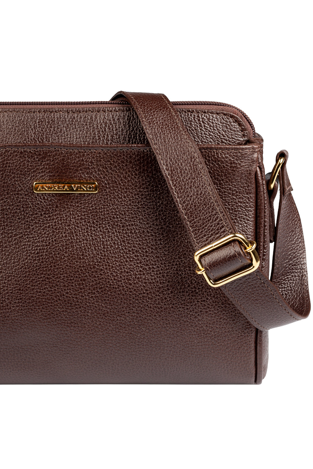 Bolsa transversal de couro liso com divisórias Marta