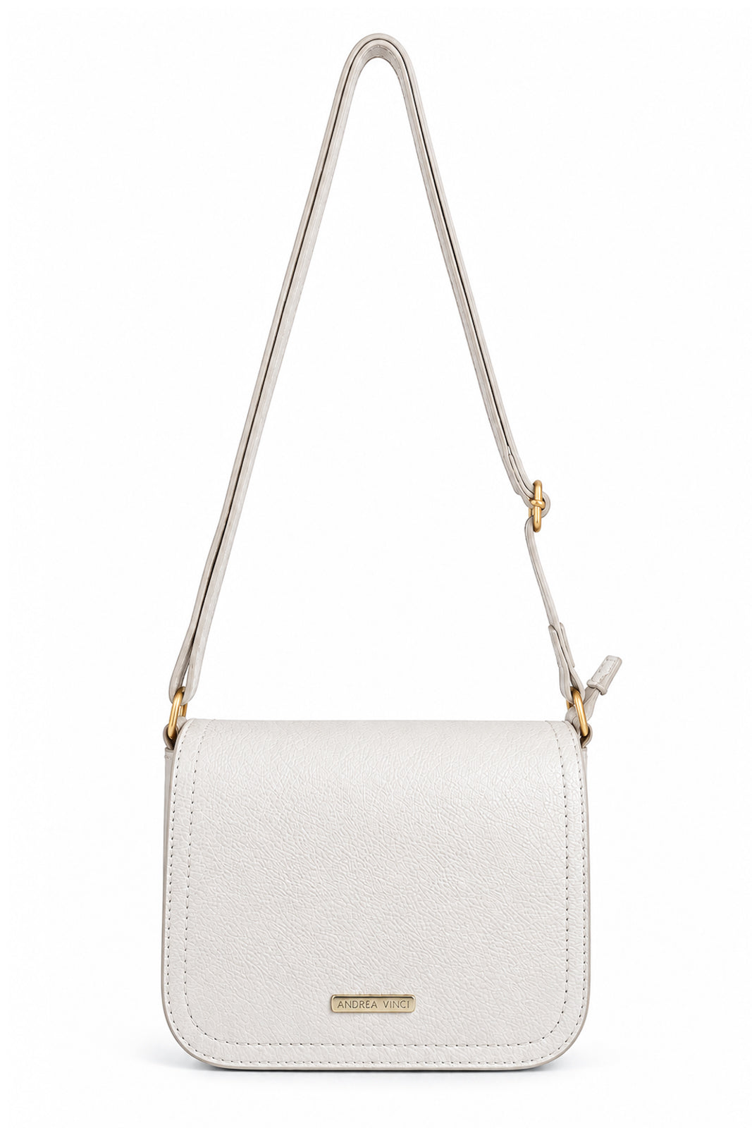 Bolsa transversal de couro liso com tampa Julia na cor marfim — Enluaze