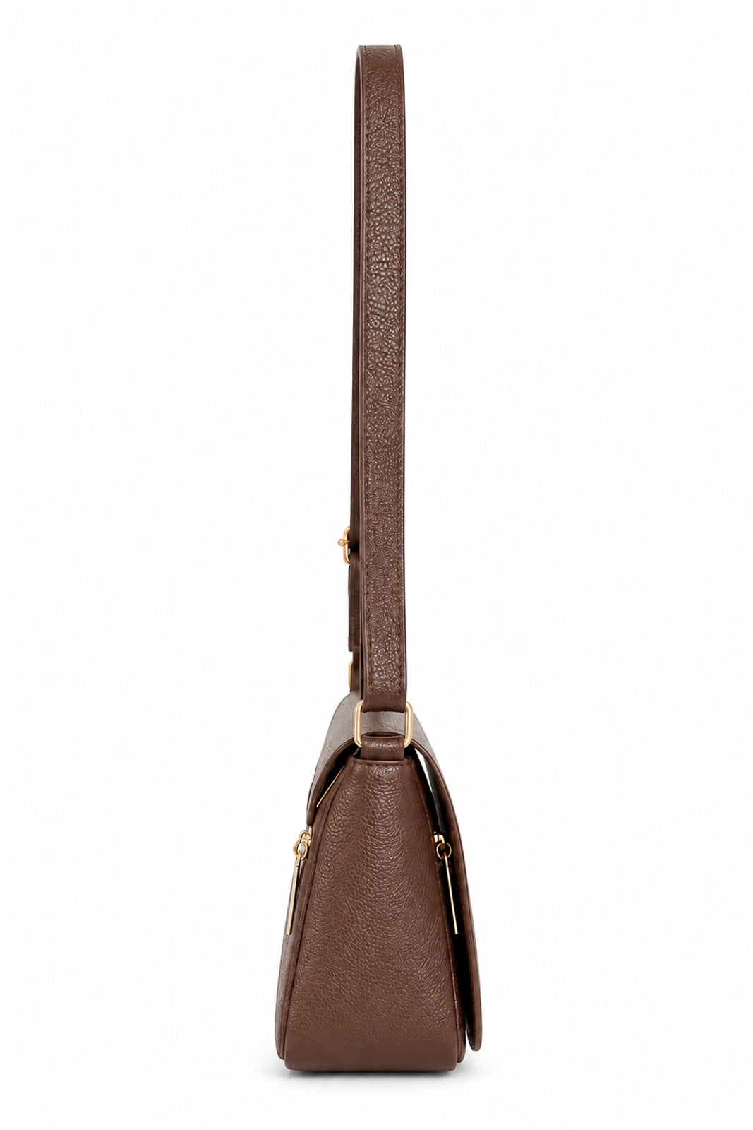 Bolsa transversal de couro liso com tampa Julia na cor whisky — Enluaze, foto 4