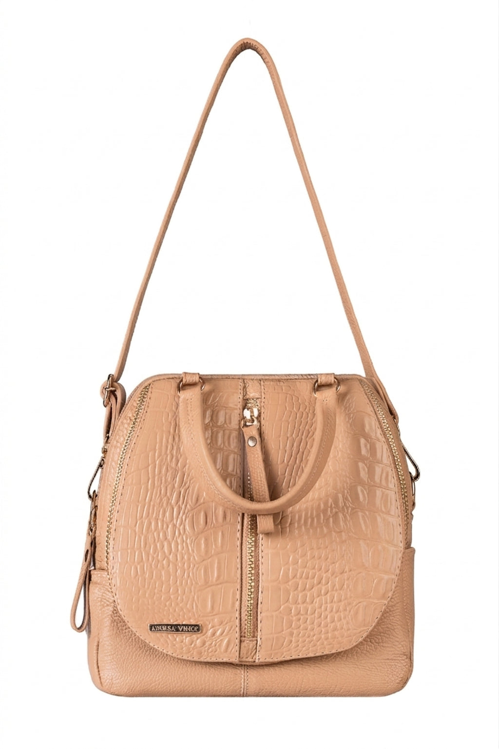 Bolsa mochila 2 em 1 em couro croco Marina