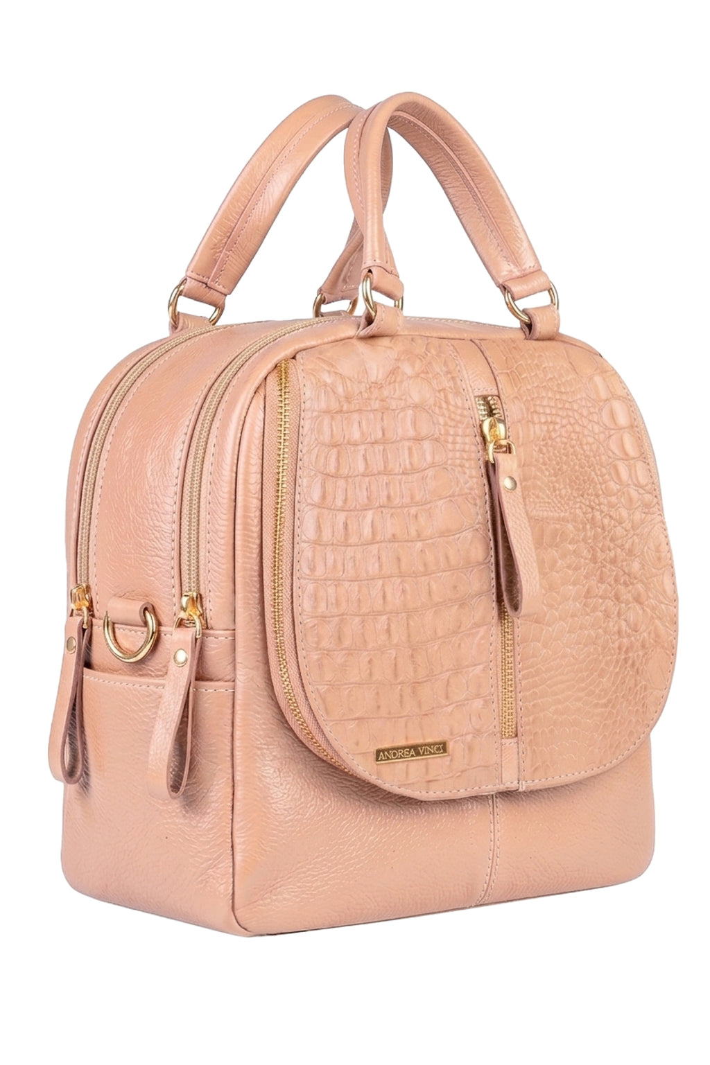 Bolsa mochila 2 em 1 em couro croco Marina