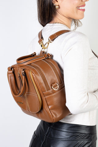Bolsa mochila 2 em 1 em couro liso Marina