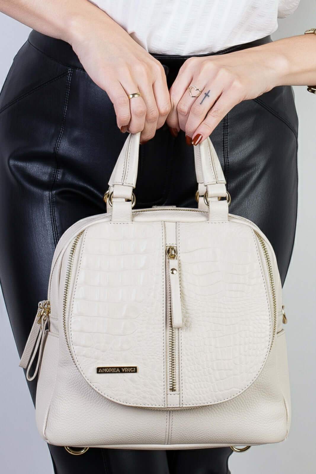 Bolsa mochila 2 em 1 em couro croco Marina - Enluaze