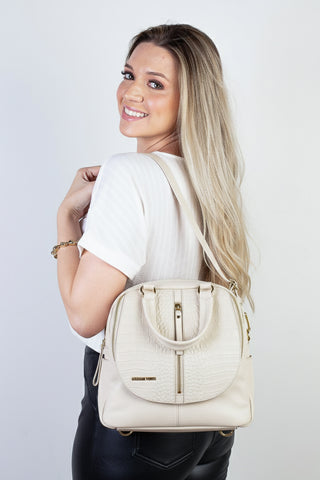 Bolsa mochila 2 em 1 em couro croco Marina