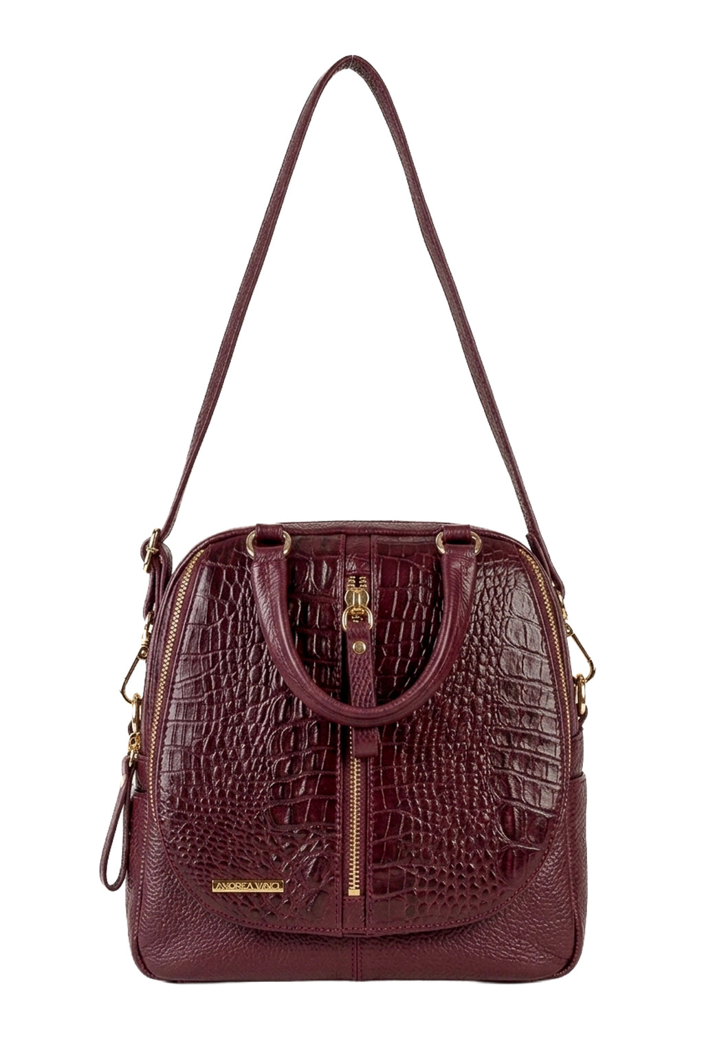 Bolsa mochila 2 em 1 em couro croco Marina
