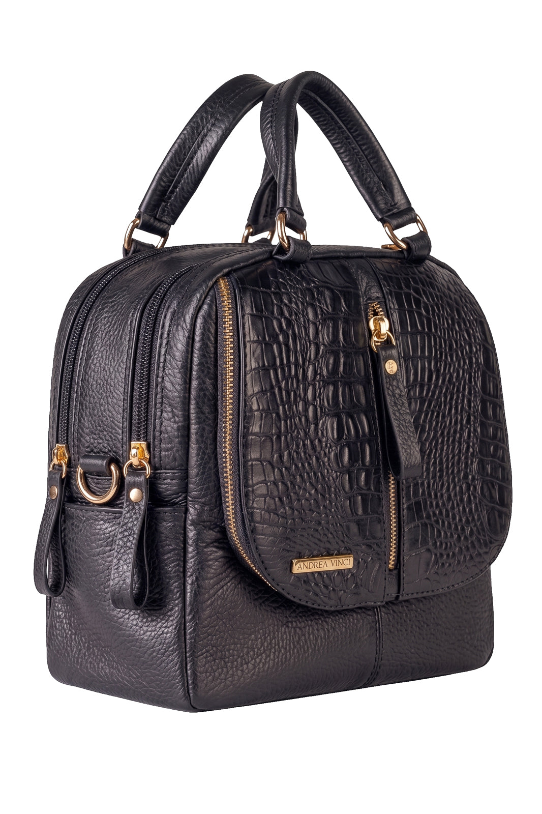 Bolsa mochila 2 em 1 em couro croco Marina