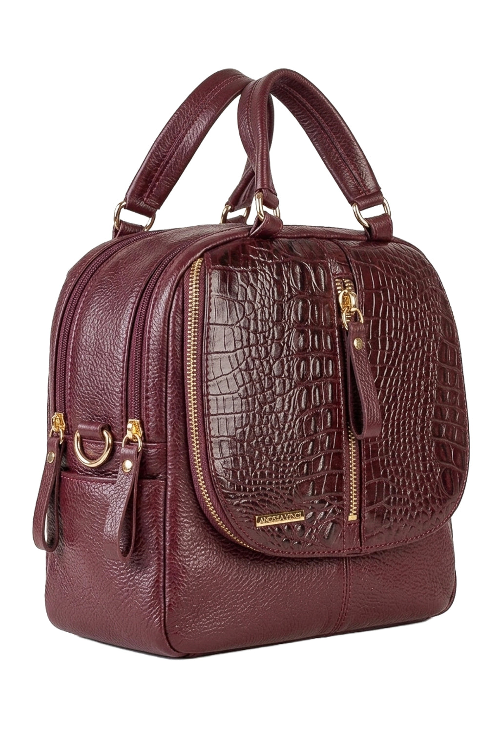 Bolsa mochila 2 em 1 em couro croco Marina