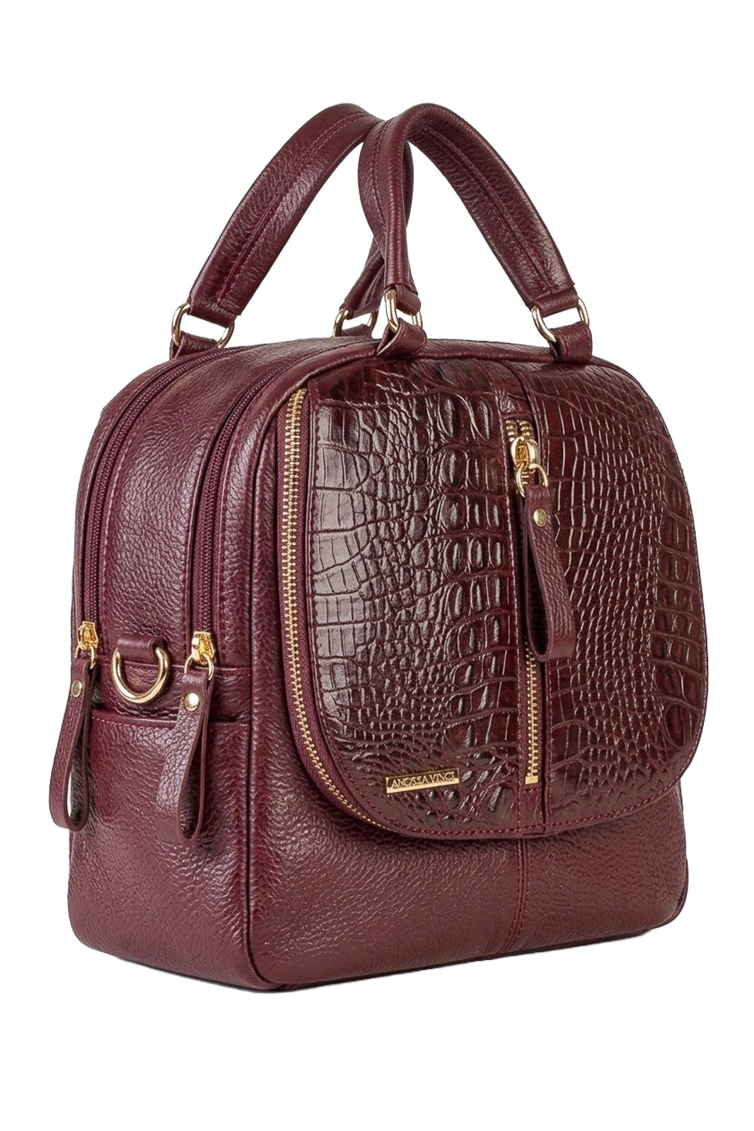Bolsa mochila 2 em 1 em couro croco Marina