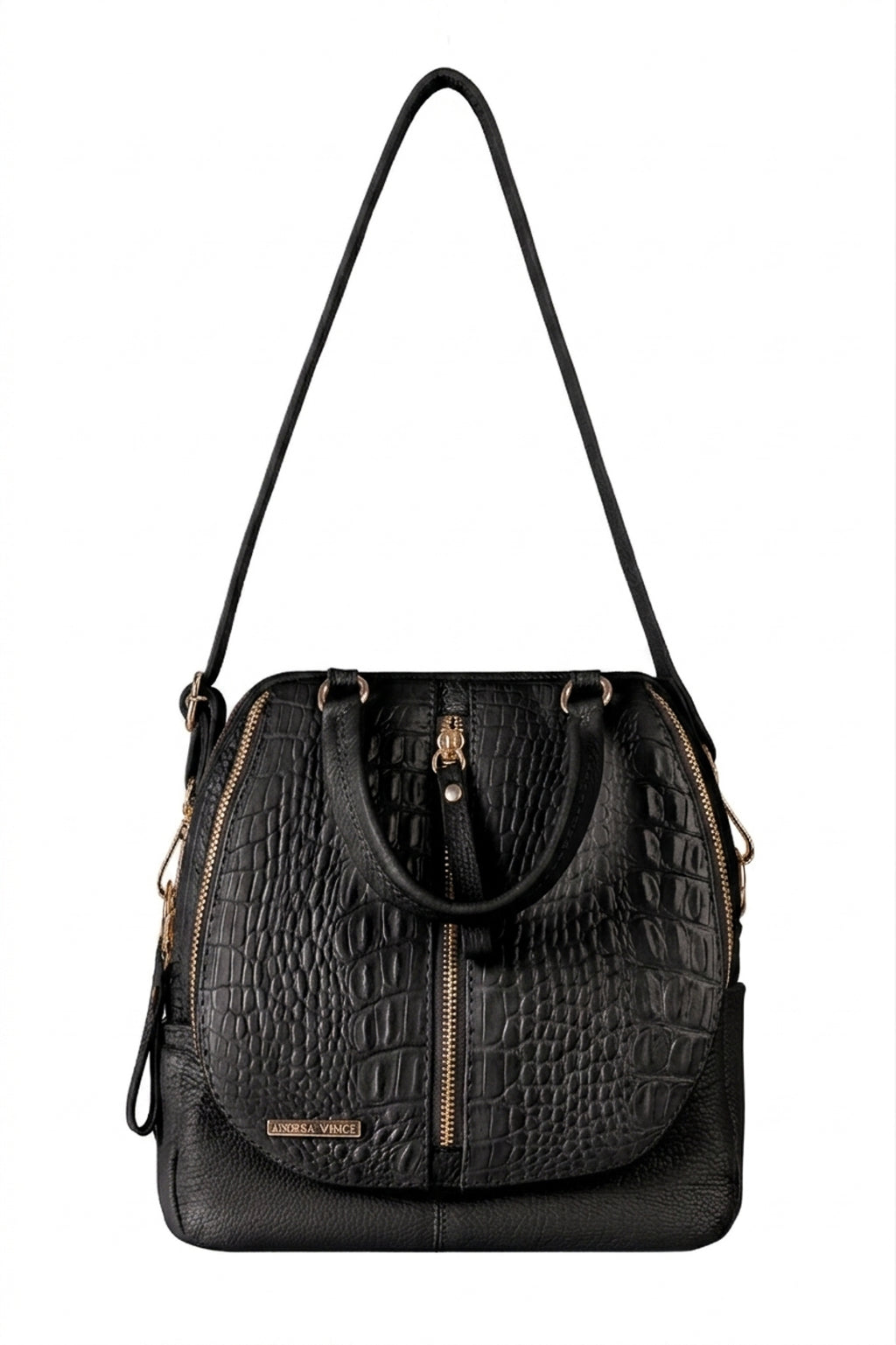 Bolsa mochila 2 em 1 em couro croco Marina