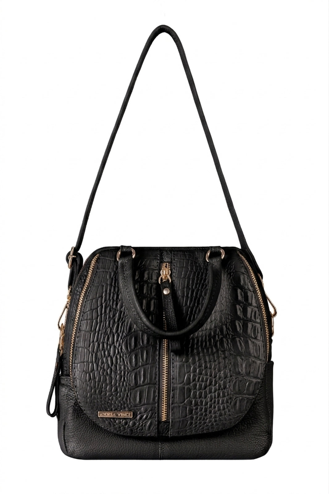 Bolsa mochila 2 em 1 em couro croco Marina