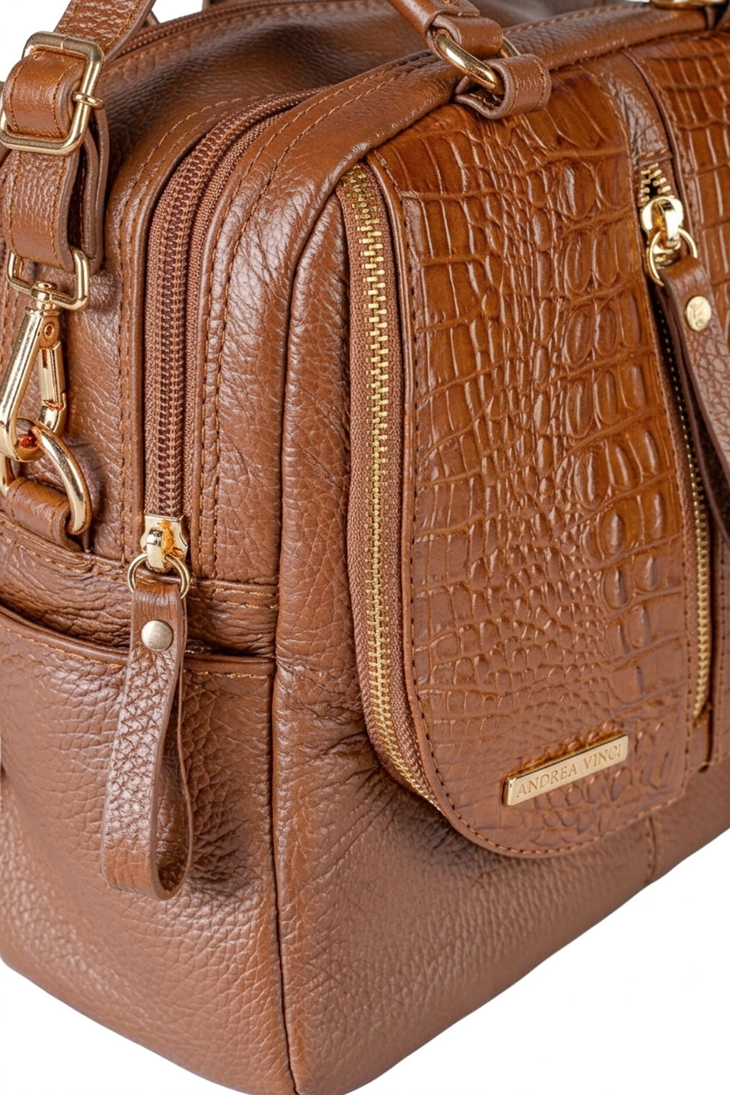 Bolsa mochila 2 em 1 em couro croco Marina