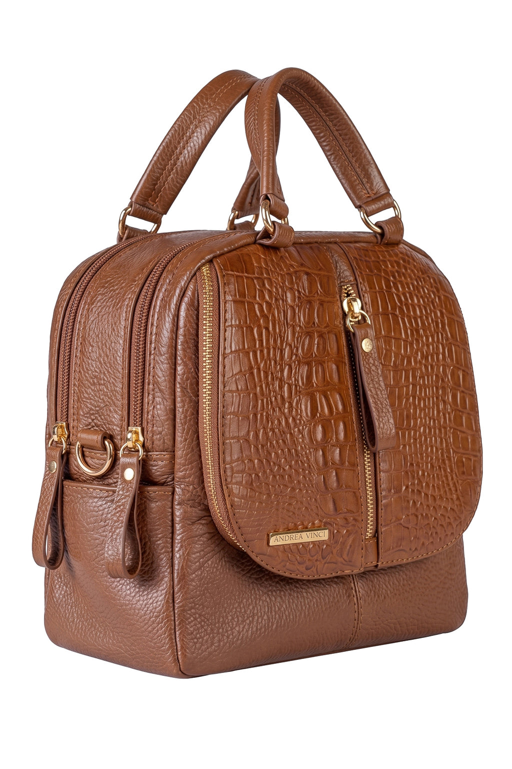 Bolsa mochila 2 em 1 em couro croco Marina