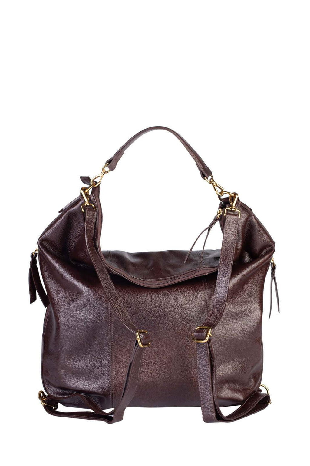 Bolsa mochila saco em couro liso Charlote - Enluaze