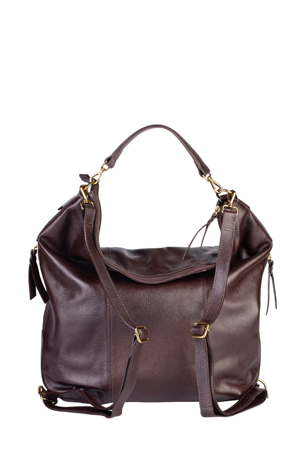 Bolsa mochila saco em couro liso Charlote - Enluaze