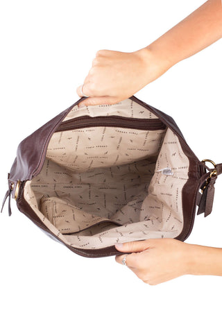 Bolsa saco mochila em couro liso Charlote