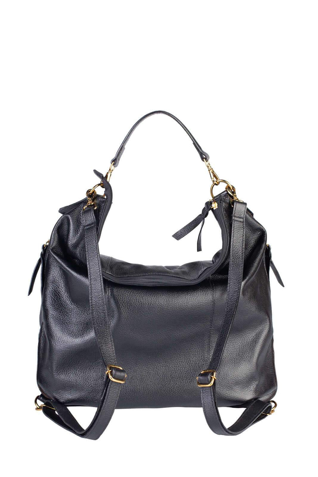 Bolsa mochila saco em couro liso Charlote - Enluaze