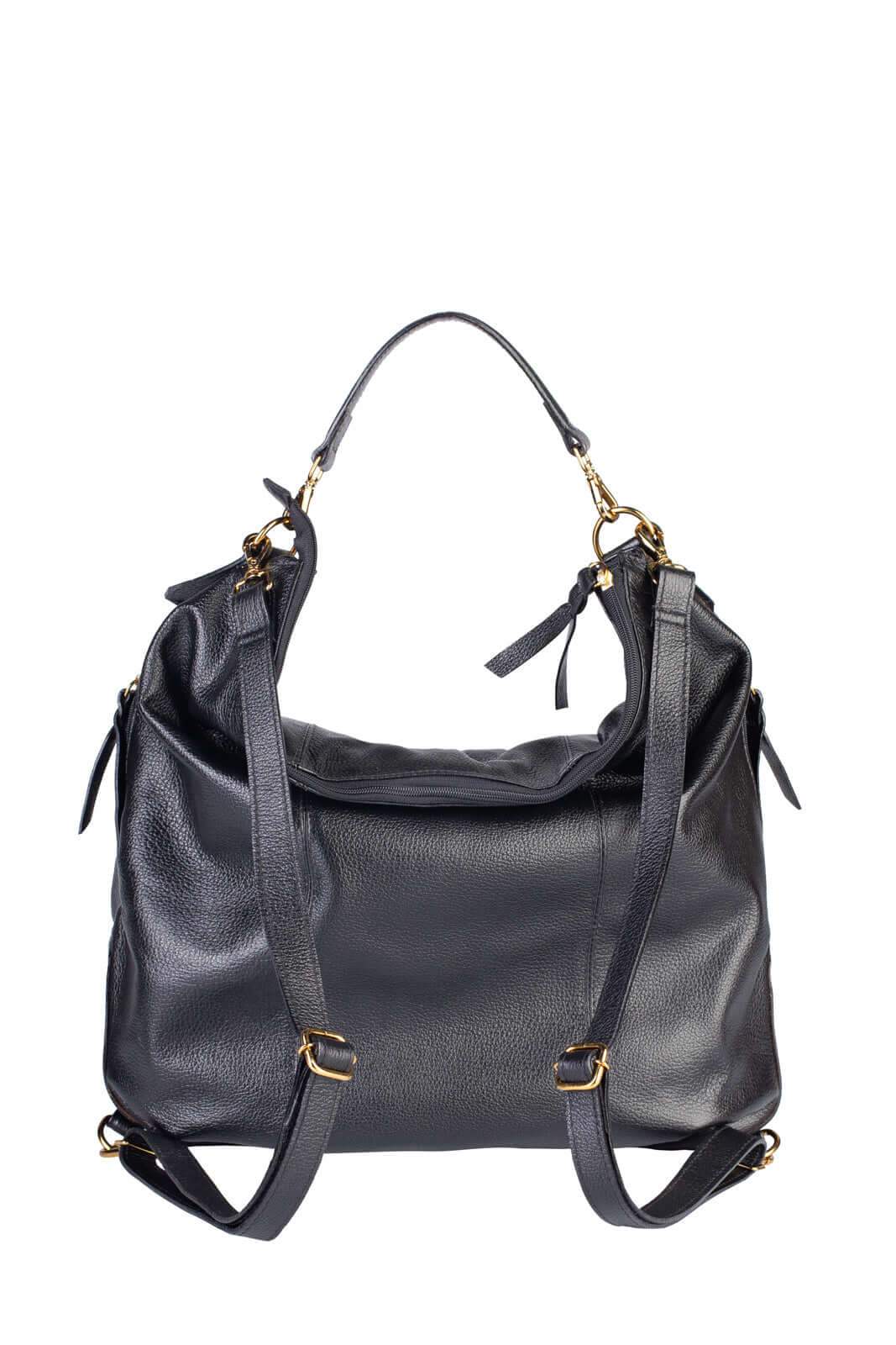 Bolsa mochila saco em couro liso Charlote - Enluaze