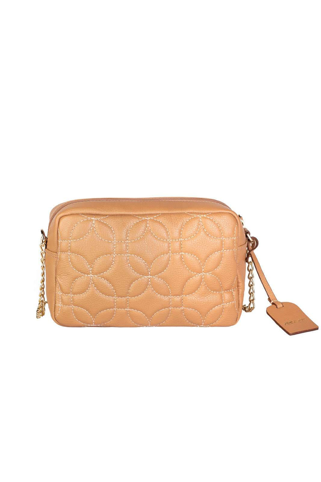 Bolsa transversal de couro matelassê com corrente Mirella - Enluaze