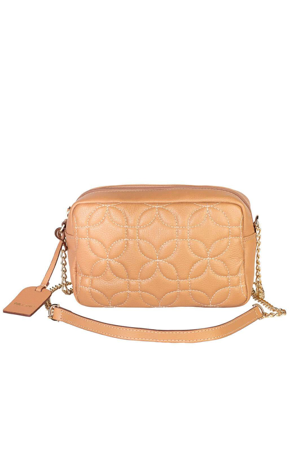 Bolsa transversal de couro matelassê com corrente Mirella - Enluaze