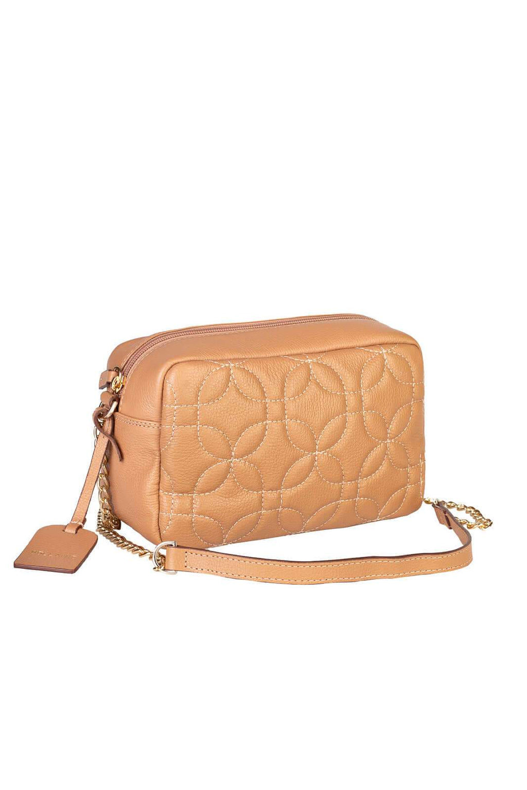 Bolsa transversal de couro matelassê com corrente Mirella - Enluaze