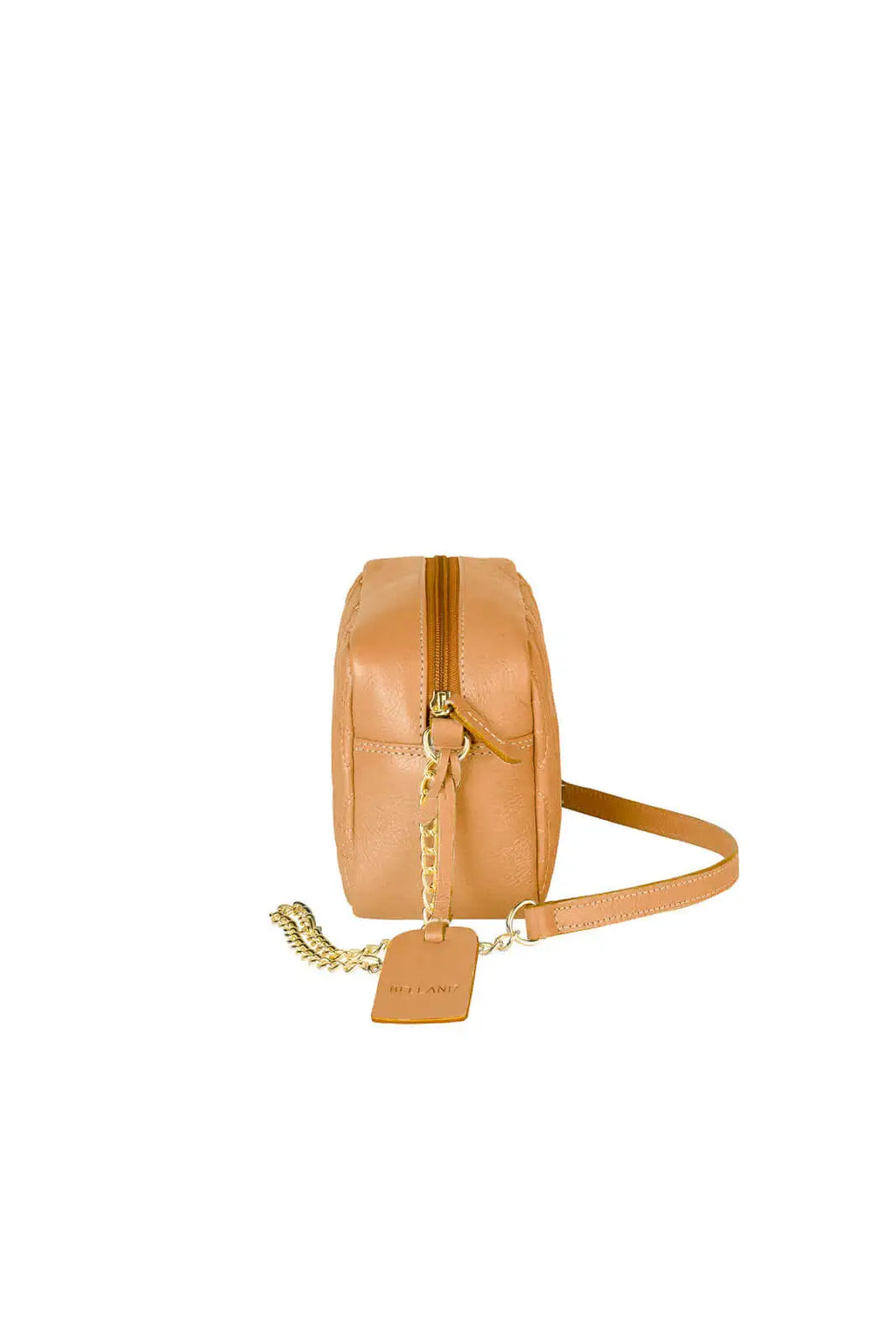 Bolsa transversal de couro matelassê com corrente Mirella - Enluaze