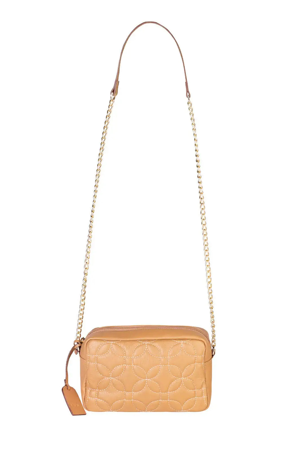 Bolsa transversal de couro matelassê com corrente Mirella - Enluaze