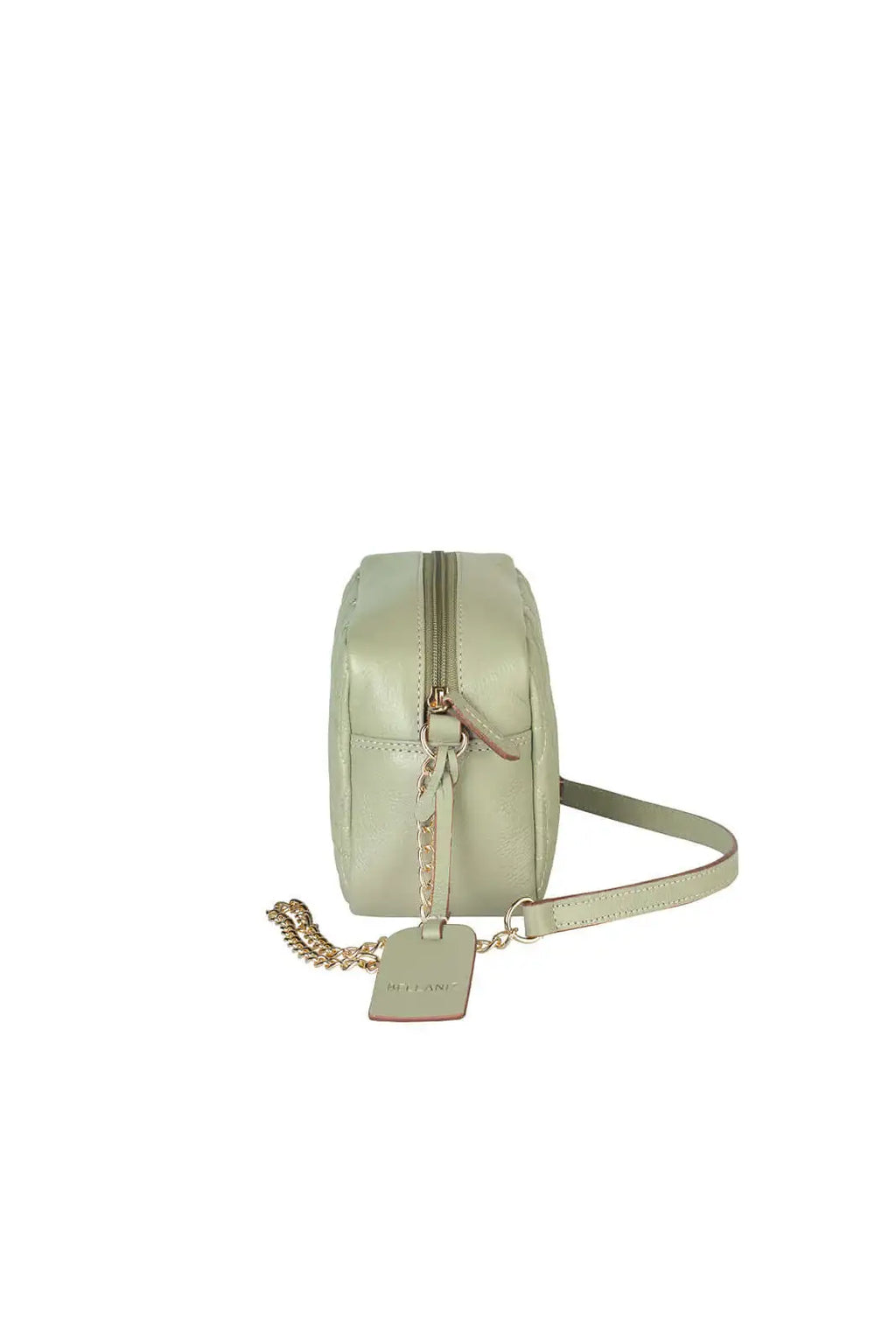 Bolsa transversal de couro matelassê com corrente Mirella - Enluaze