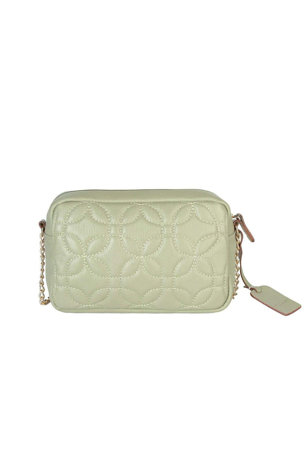 Bolsa transversal de couro matelassê com corrente Mirella - Enluaze