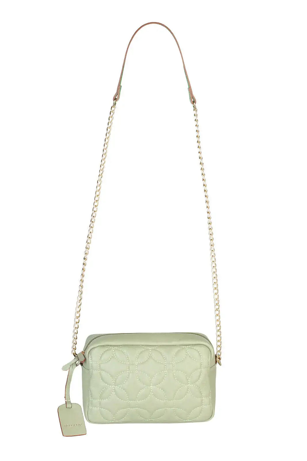 Bolsa transversal de couro matelassê com corrente Mirella - Enluaze