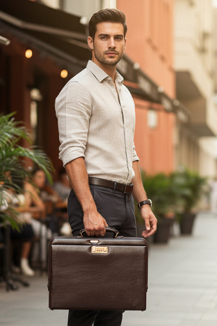 Maleta em couro com segredo Block