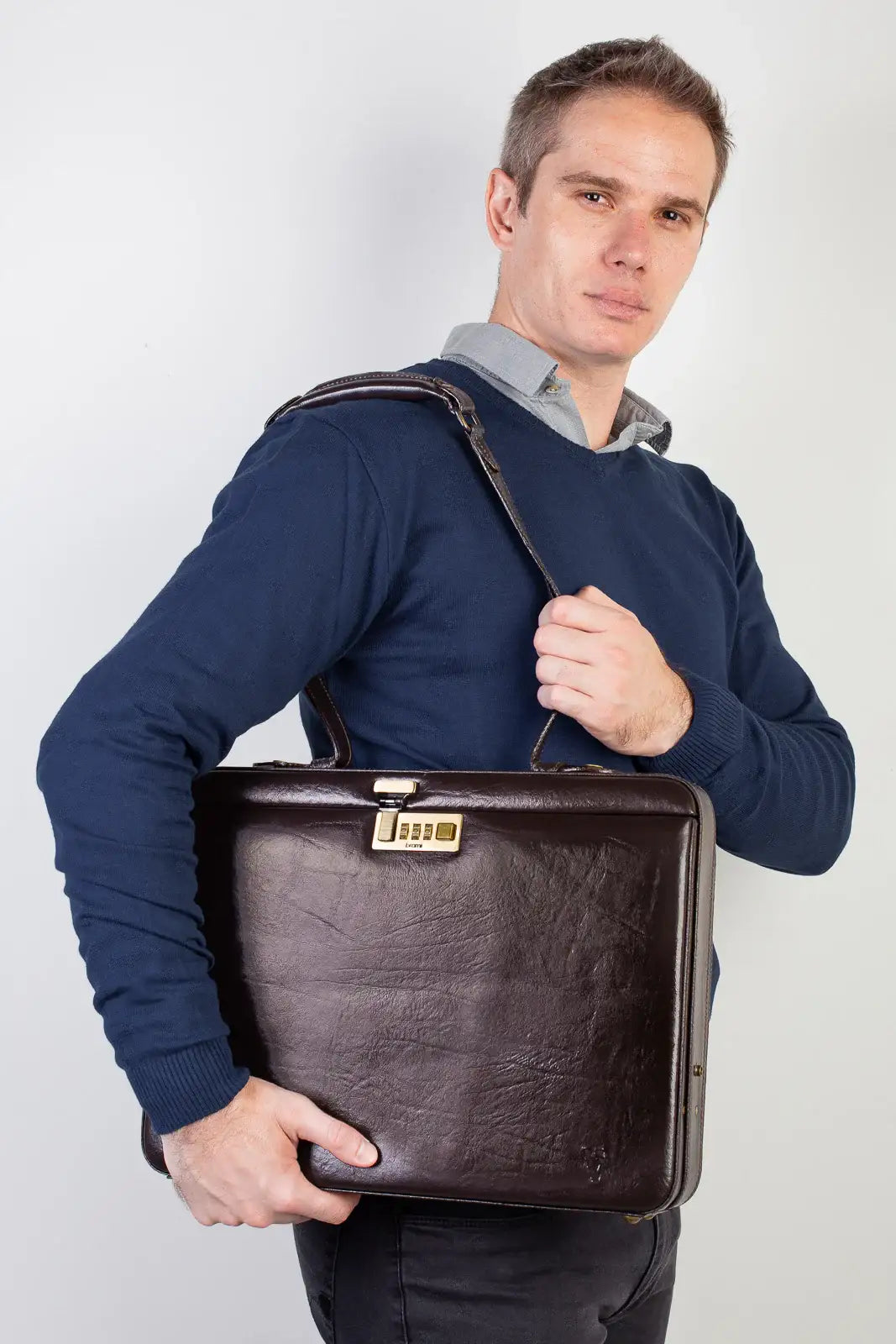 Maleta em couro com segredo Block - Enluaze