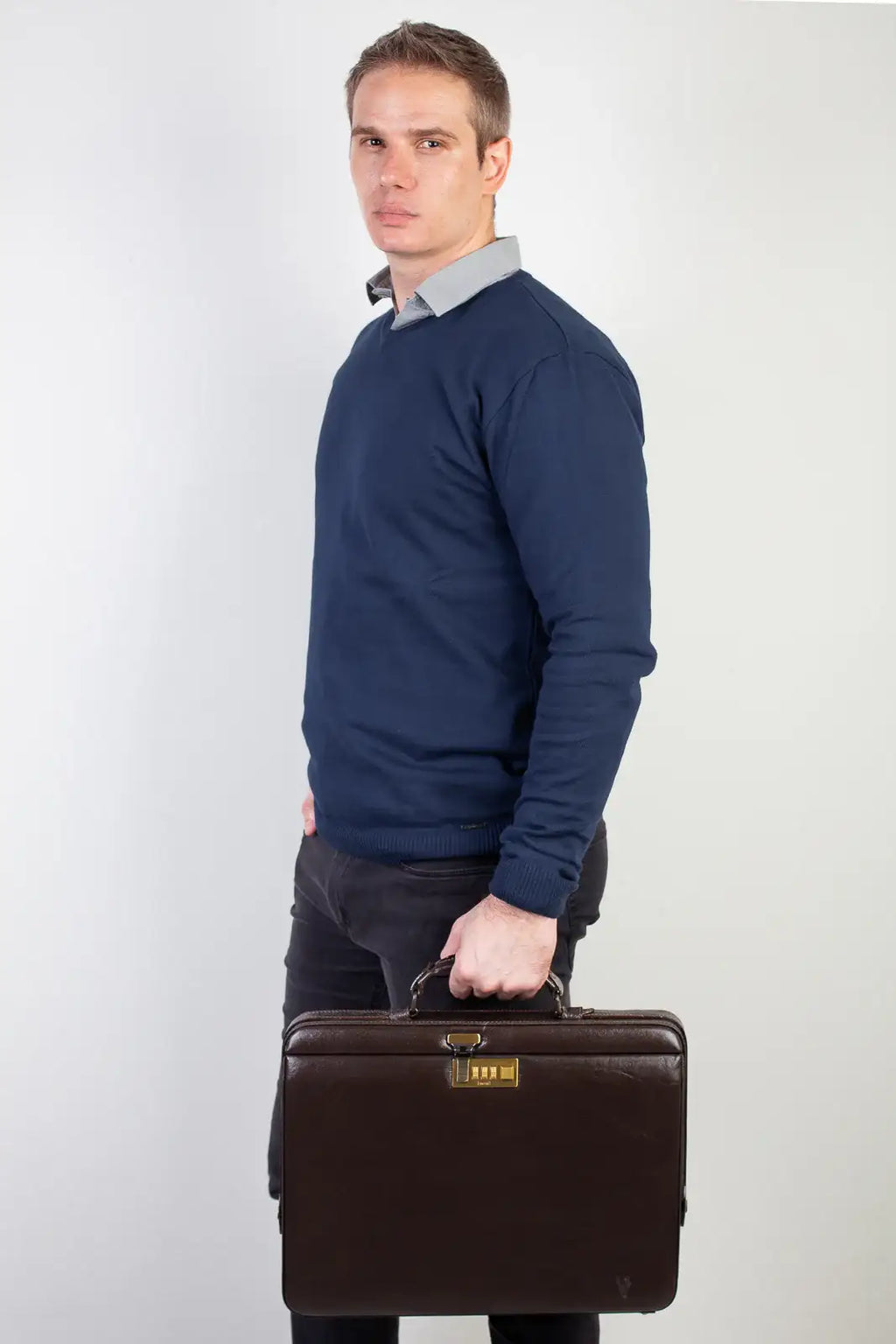 Maleta em couro com segredo Block - Enluaze