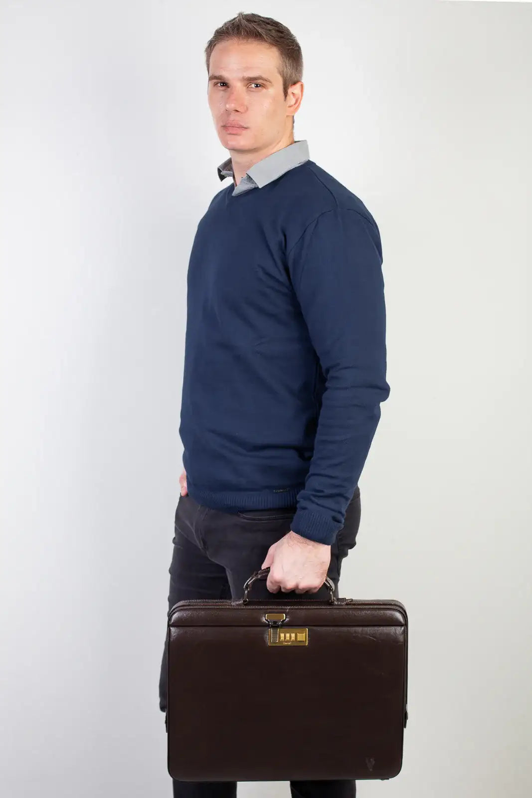 Maleta em couro com segredo Block - Enluaze