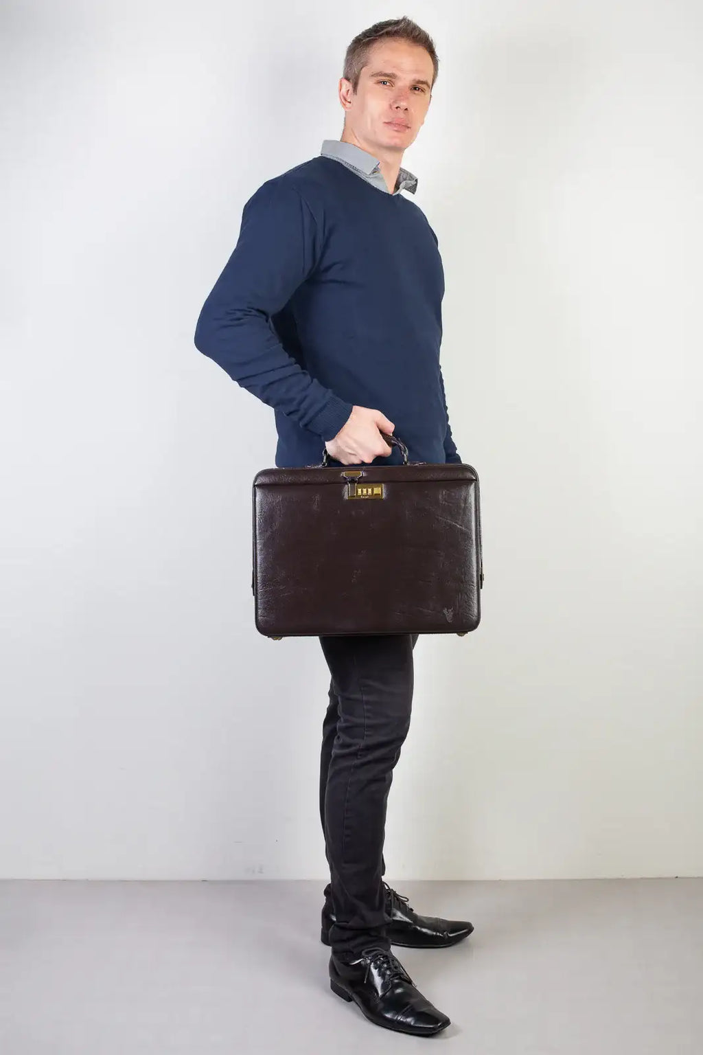 Maleta em couro com segredo Block - Enluaze