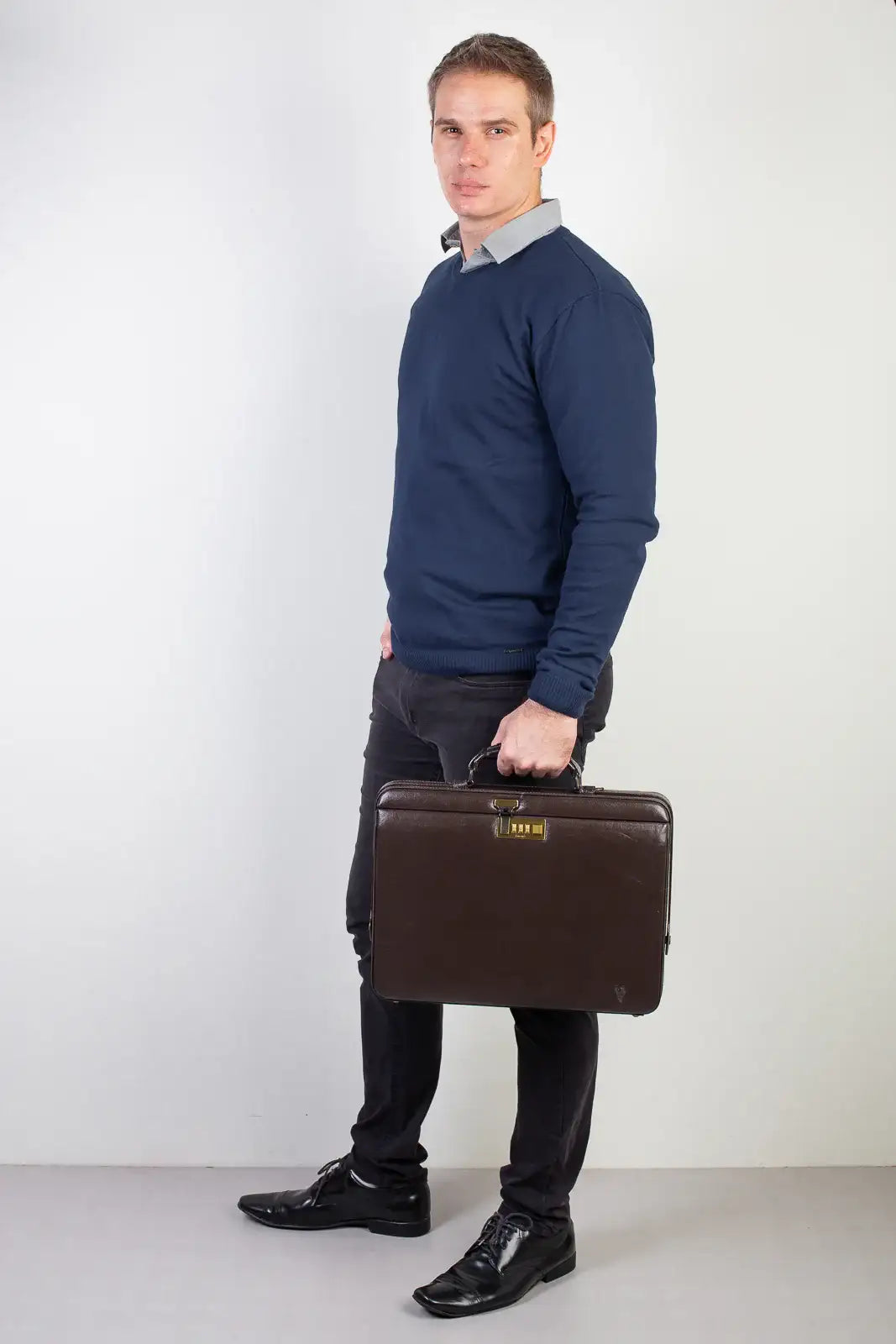 Maleta em couro com segredo Block - Enluaze