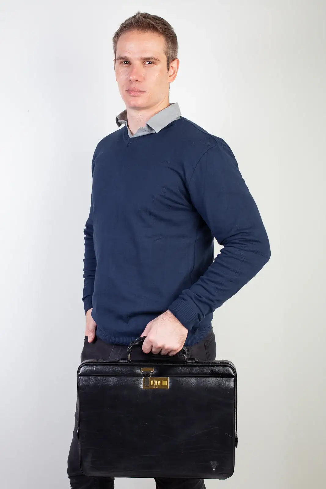 Maleta em couro com segredo Block - Enluaze