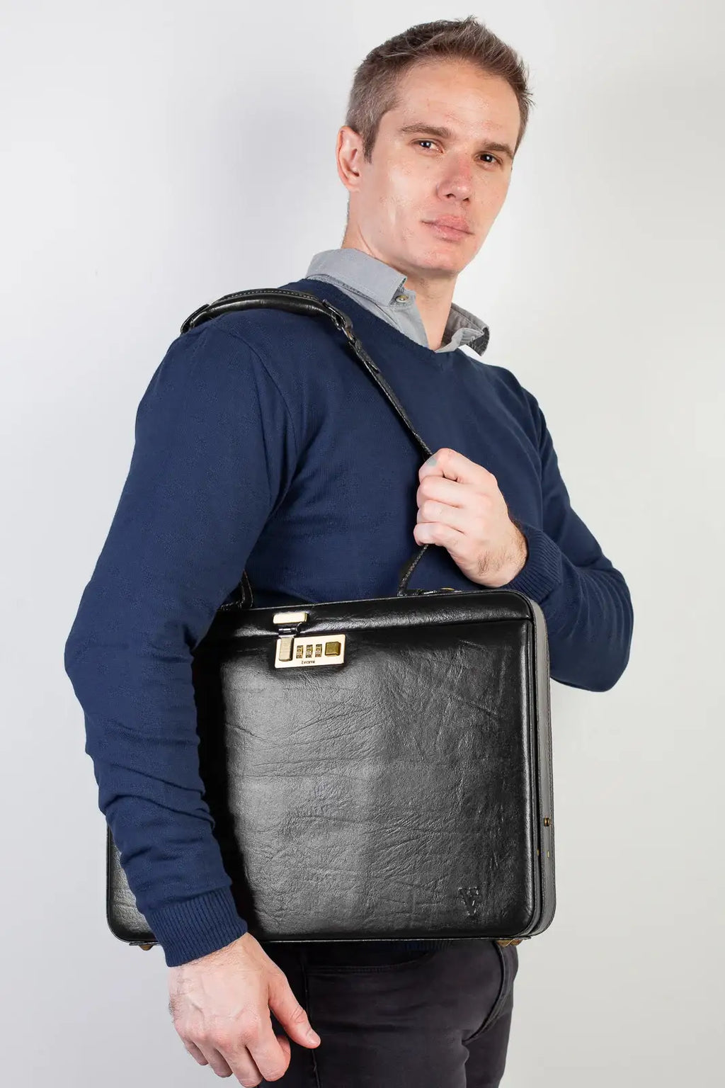 Maleta em couro com segredo Block - Enluaze