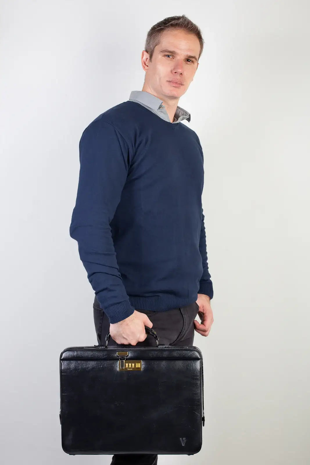 Maleta em couro com segredo Block - Enluaze