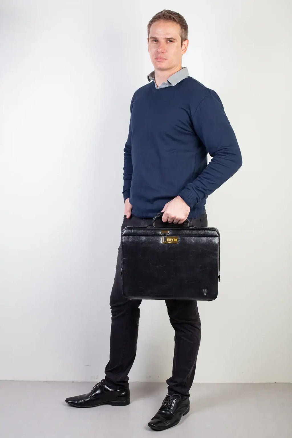 Maleta em couro com segredo Block - Enluaze