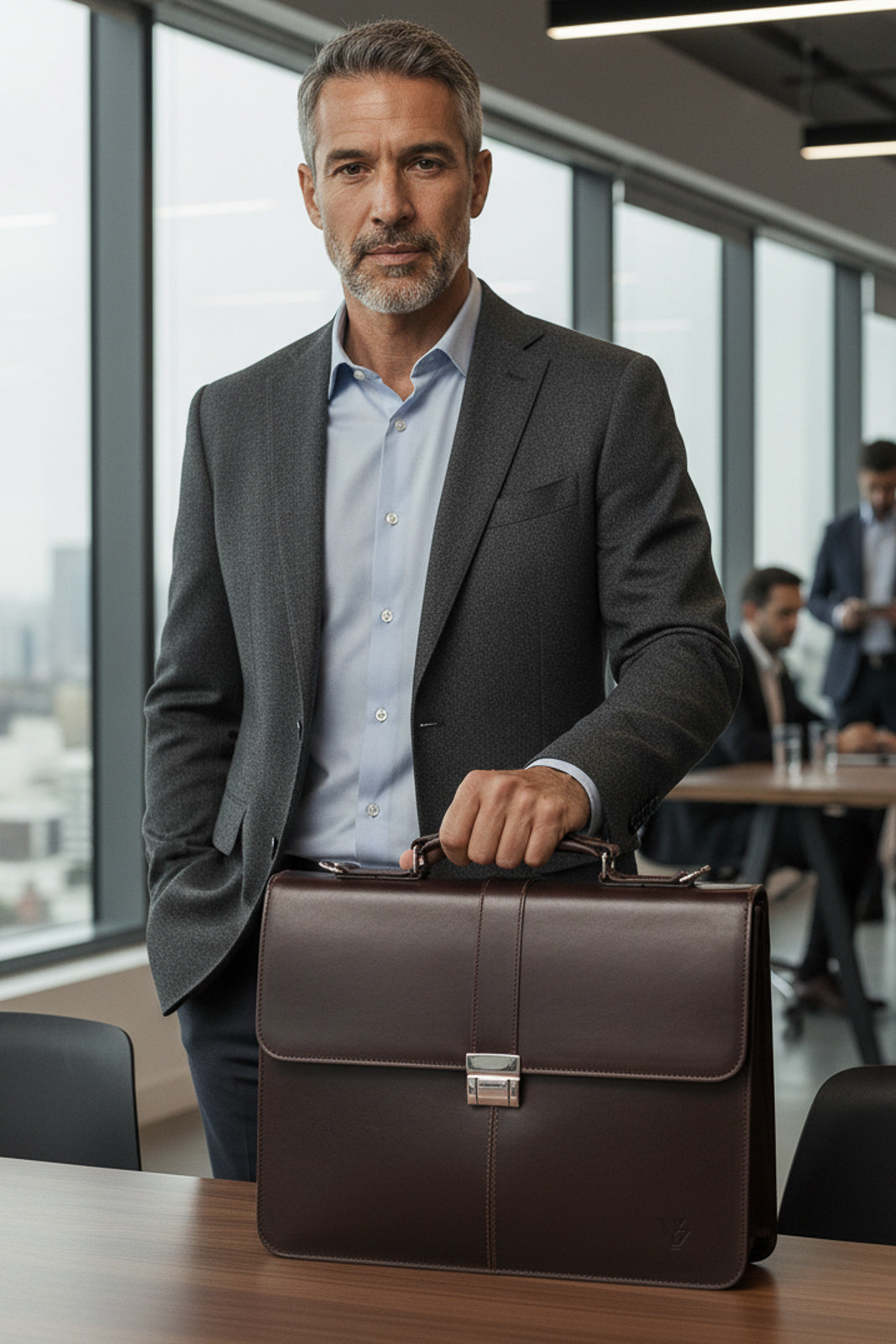 Maleta masculina de couro Mauricio