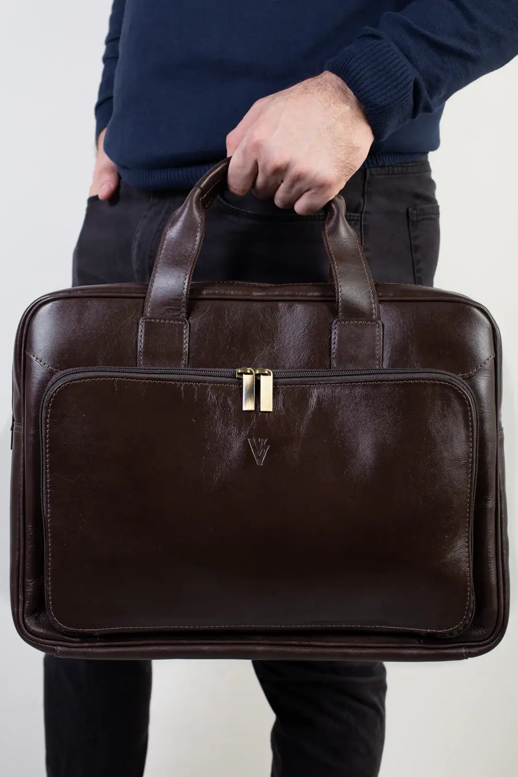 Pasta executiva masculina em couro Vitor - Enluaze