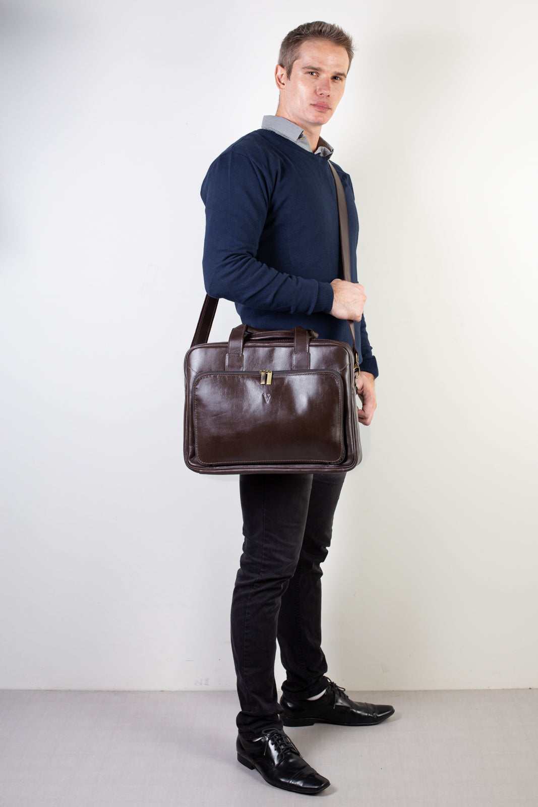 Pasta executiva masculina em couro Vitor - Enluaze