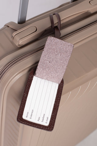 Tag de viagem em couro liso personalizado