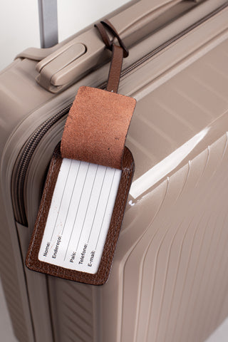 Tag de viagem em couro liso personalizado