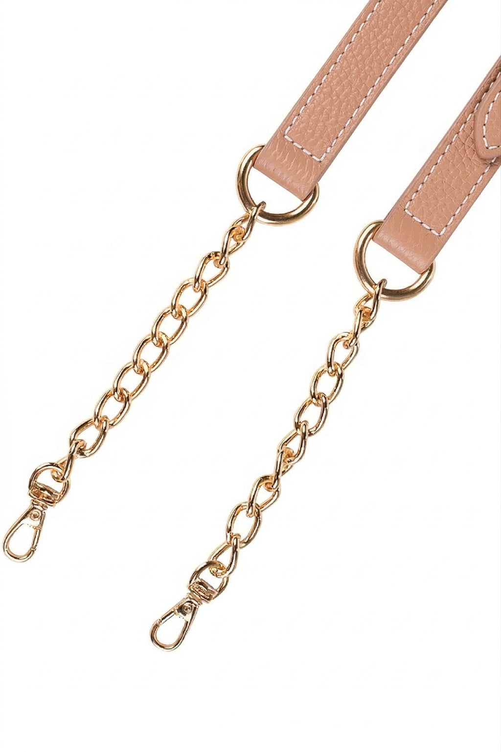 Alça de couro com corrente e regulagem de fivela