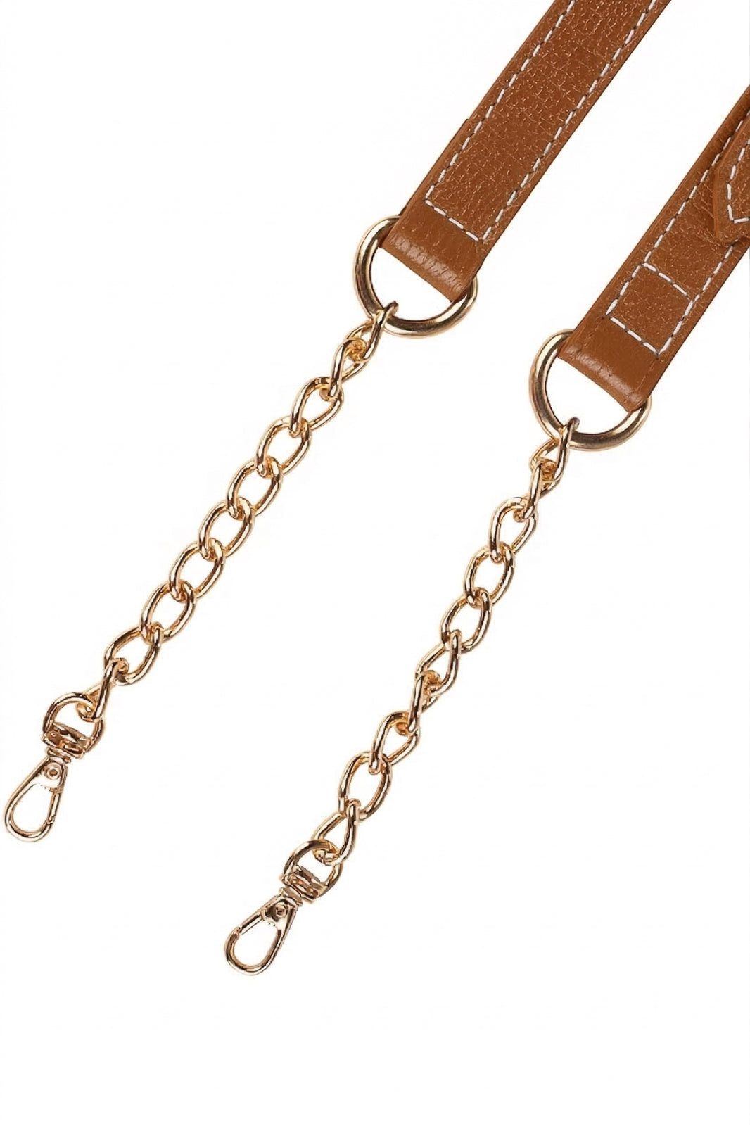 Alça de couro com corrente e regulagem de fivela
